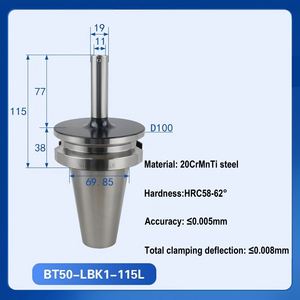 Высокоточный цанговый патрон BT50 LBK1 115L с хвостовиком BT50 для расточных головок LBK1 LBK6 и двухзубых расточных фрез - Product Image 3