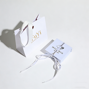 Sac en papier personnalisé avec logo pour bijoux, avec ruban, sac de shopping pour bijoux, sac à main pour colliers et bagues, emballage de bijoux - Product Image 2