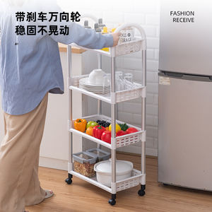 Carrello da cucina a 4 scaffalature per bagno scaffale portaoggetti da 104 cm scaffali portaoggetti per carrello portaoggetti a 4 livelli - Product Image 4