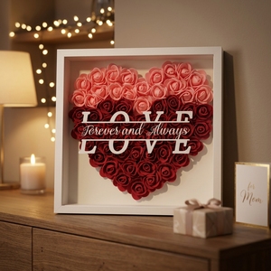 <span class=keywords><strong>Marco</strong></span> de Corazón con Nombre Personalizado al por Mayor, Caja de Regalo con Flores Artificiales para Mamá, Decoración de Pared para el Hogar - Product Image 4