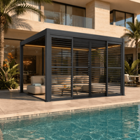 Porte coulissante modulaire à persiennes, ensemble complet avec rail, montage facile, écran d'intimité pour gazebo de jardin