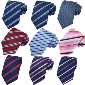 Cravate décontractée respirante à rayures en jacquard, en polyester écologique, anti-humidité, pour mariages d'été HADDON&BURLEY - Product Image 1