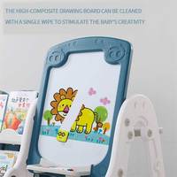 Table d'apprentissage magnétique en plastique pour enfants, 2 en 1, tableau à dessin blanc, avec table et chaise, vente en gros