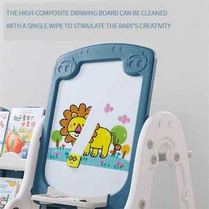 2对1绘画学习桌批发磁性学习塑料儿童白色绘图板，带桌椅 - Product Image 5