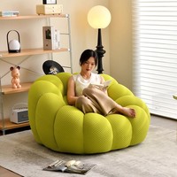 Fauteuil bulle moderne avec ottoman, fauteuil d'appoint pivotant capitonné, canapé de sol en tissu maillé pour salon et chambre