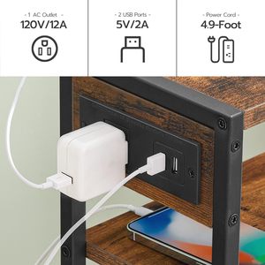 Armoire de rangement étroite pour la maison avec station de charge, organisateur compact avec ports USB et prise de courant, rangement multifonctionnel de chevet - Product Image 4