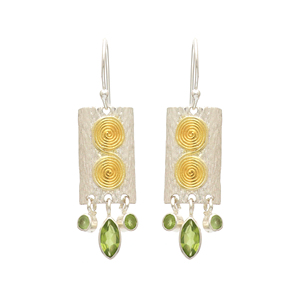 Lightweight 925 Sterling <b>Silver</b> <b>Drop</b> <b>Earrings</b> for Ladies Dual Tone Peridot for Weddings Parties or Gifts with Low MOQ - Product Image 1