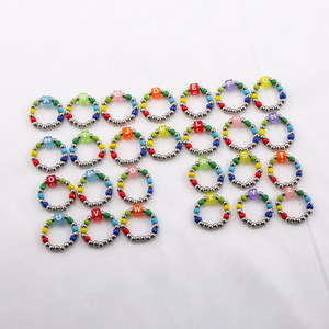 Stainless Steel Beaded <b>Ring</b> With 26 Letters Alphabet Women's Fashion Jewelry Gift Bohemian Style <b>Ring</b> - Product Image 3