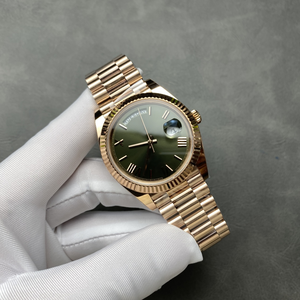 2025 High Quality <b>Men's</b> Mechanical <b>Watch</b> with Green Dial and Gold Band, Weekly Calendar - Product Image 3