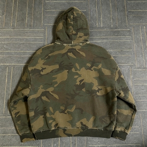 Custom 100% Cotton Vintage Distressed Camouflage <strong>Hoodie</strong> Zip up Jacket Hooded Sweatshirt <strong>for</strong> <strong>Men</strong> Streetwear - Product Image 2