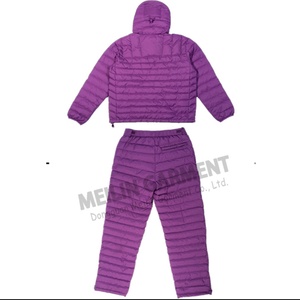 Custom logo Winter Violet Outdoor Padded Quilted <b>Down</b> Tracksuit Puffer <b>Pants</b> and Jacket Set Manufacturer - Product Image 2