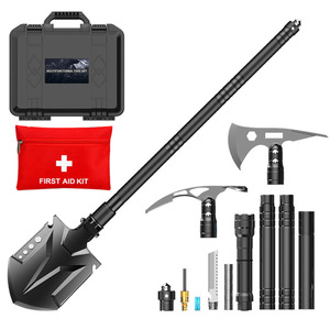 Juego de pala de supervivencia multifuncional TL1, kit de herramientas de emergencia compacto de aleación de aluminio para exteriores con hacha, cuchillo, linterna y botiquín de primeros auxilios - Product Image 1