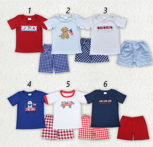 ชุดกางเกงขาสั้นฤดูร้อนสำหรับเด็กชายพี่น้องในวันที่ 4 กรกฎาคม - Product Image 1