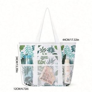 Bolsas de Compras de Malla Azul con Logotipo Personalizado Impreso al por Mayor, Bolsas de Playa de Verano de Nailon Negro para Mujer - Product Image 2