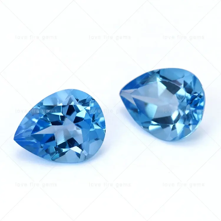 various sizes blue topaz wholesale loose gemstone pear shape Swiss blue topaz with factory price per carat