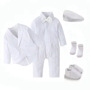 Baby Boy Clothes White Romper Shirt Baptism Dress Formal Wedding Suit Newborn Baby Clothing Sets 1st Birthday Christening Outfit