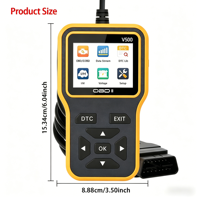 Lecteur de codes de diagnostic automobile V500 OBDII, lecteur de codes de panne moteur, recherche de DTC, surveillance des données en temps réel, vérification de la conformité I/M, testeur de tension