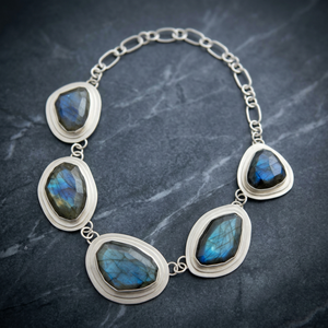 Link Chain Weddings Parties Engagements Anniversary Lovely Labradorite 925 Sterling <b>Silver</b> <b>Necklace</b> Natural Gemstone Statement - Product Image 3