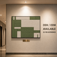 Olivgrüne Elfenbein-Patchwork-Block-Wandkunst aus handgewebten Fasern mit schwarzem Rahmen für Hotelkorridore und Flure – individuell anpassbar für Großbestellungen