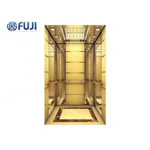 Moderno 1600Kg VVVF <span class=keywords><strong>Ascensor</strong></span> de pasajeros Cabina Titanio Lujo Gearless 630kg/1,0 m/s Color dorado Hotel <span class=keywords><strong>Ascensor</strong></span> de pasajeros <span class=keywords><strong>Precio</strong></span> barato - Product Image 1