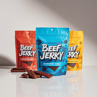 Sacs d'emballage personnalisés en aluminium laminé imprimé sur mesure pour bœuf séché, sachets refermables en plastique Doypack avec logo