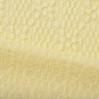 Tela de Encaje Arrugado de Punto Elástico de Poliéster y Spandex de Peso Medio, Transpirable, de Color Amarillo Sólido, para Mujer