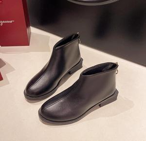 Botas cortas de gamuza con doble cremallera para mujer, botines de nuevo estilo. - Product Image 1