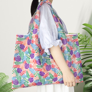 Oxford <b>Foldable</b> Shopping <b>Bag</b> Large Size Colorful Leaf Print Shoulder Handle Grocery Carry <b>Bag</b> - Product Image 1