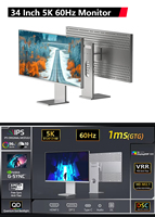 Ultrabrede 34 inch frameloze desktopscherm, volledig metalen behuizing, IPS-paneel, 5K, 60Hz, 178° °   Brede kijkhoek voor multitask-werkontwerp
