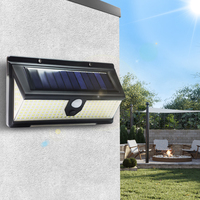Lampe murale solaire extérieure étanche IP65 avec détecteur de mouvement, 212 LED, en acier inoxydable, carrée, pour garage, patio, allée, cour
