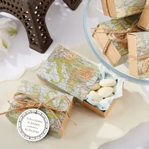 Новинка карта мира винтажная коробка из крафт-бумаги для конфет Подарочный пакет свадебный подарок для будущей мамы сувениры на день рождения Рождество поставка