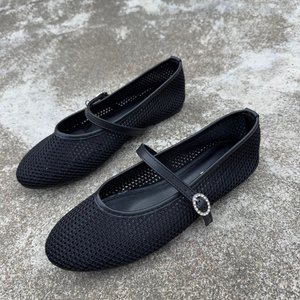 <span class=keywords><strong>Chaussures</strong></span> Mary Jane en maille unie pour <span class=keywords><strong>femme</strong></span>, nouvelle collection printemps-été 2026, plates, ajourées, respirantes, à bride unique, polyvalentes, semelle extérieure en caoutchouc - Product Image 2