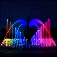 Fontaine musicale flottante en acier inoxydable, spectacle d'eau dansante à variété de couleurs, design moderne, écologique pour la décoration de jardin d'hôtel