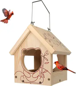DIY Wooden Bird Feeder for Outside Mini Bird Feeders for Outdoors Hanging Cardinal Bird Feeder Garden Decoration