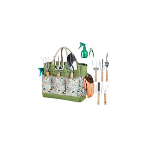 El Juego de Herramientas de jardín florales resistentes de 9 piezas incluye una pala de jardín con bolsa organizadora para jardinería doméstica - Product Image 3