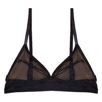 Soutien-gorge en dentelle transparente à épaules dénudées pour femme - Soutien-gorge respirant sans armatures à bonnets triangulaires avec bretelles en soie, en nylon
