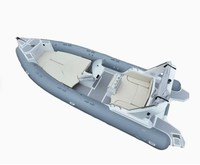 Nouveau Bateau de Luxe 25 Pieds 7,6 m de Loisir en Fibre de Verre, Coque Rigide Noire Zodiac Hypalon, Bateau Pneumatique de Pêche, Ponton Sportif