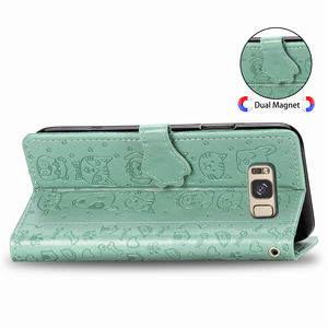 Étui de téléphone en cuir gaufré chat et chien pour Samsung Galaxy S6 S7 Edge S8 S9 Plus <span class=keywords><strong>S22</strong></span> S21 FE S23 S24 Ultra Flip Wallet Book Cover - Product Image 4