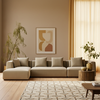 Canapé sectionnel Sigma élégant et confortable en tissu velours, avec éponge haute densité, taille et couleur personnalisables pour salon
