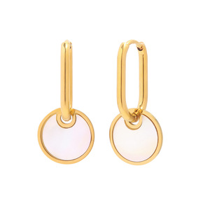 Fashion Summer Hypoallergenic Round <strong>Shell</strong> Earrings Stainless Steel Base 18k Gold Plated <strong>Shell</strong> Charm <strong>Drop</strong> Earrings for Women - Product Image 1