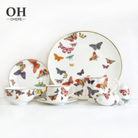 Ohere – Ensemble de vaisselle vintage en céramique et porcelaine, écologique, minimaliste, forme irrégulière, certifié CE, en stock, comprenant un bol