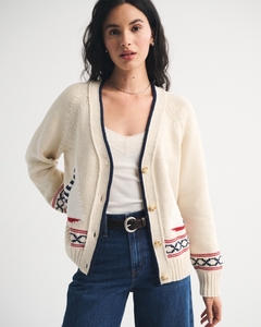 เสื้อคาร์ดิแกนถักลายแจ็คการ์ดสไตล์วินเทจลำลองคลาสสิกสำหรับผู้หญิง คอวี แบรนด์ LEDUO รุ่นสั่งทำพิเศษ เหมาะสำหรับใส่ในชีวิตประจำวัน - Product Image 2