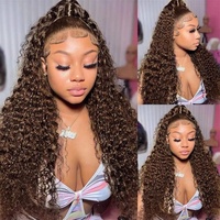 Perruque en cheveux humains bouclés personnalisée, perruque à dentelle transparente pour femmes noires
