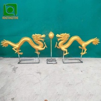 Grande Statue décorative extérieure en fibre de verre de Style chinois, Statue de Dragon d'eau pulvérisée, Statue de fontaine d'animal en résine