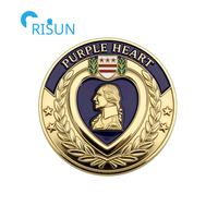 Décapsuleur commémoratif personnalisé en forme de médaille Purple Heart des États-Unis pour soldat-vétéran, pièce de défi Purple Heart sur mesure