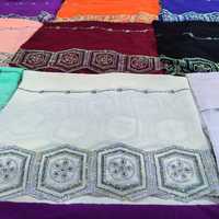 Voile en mousseline de soie en gros pour femmes musulmanes, châle décoratif à bordure brodée de paillettes géométriques et scintillantes, pour femmes africaines, approvisionnement en gros