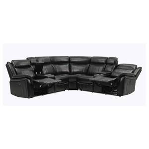<b>Black</b> Faux Leather <b>Sofa</b> Set Tufted Upholstered Modern Design - Product Image 5