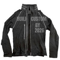 Veste zippée épaisse pour homme, style streetwear, délavée soleil, multi-couches, avec broderie et fermeture éclair, effet usé et délavé à l'acide, ODM OEM