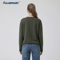 Camiseta Kuenzi Regular Personalizada con Logotipo, Cuello Redondo, Manga Larga, 100% Algodón, 300GSM, Gruesa, Talla Grande para Mujer