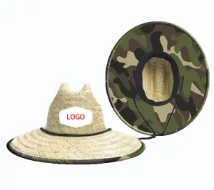 Commercio all'ingrosso estivo personalizzato Logo bambini bambini cappello di paglia 2021 erba naturale bagnino per neonati bambino cappello di paglia con sotto